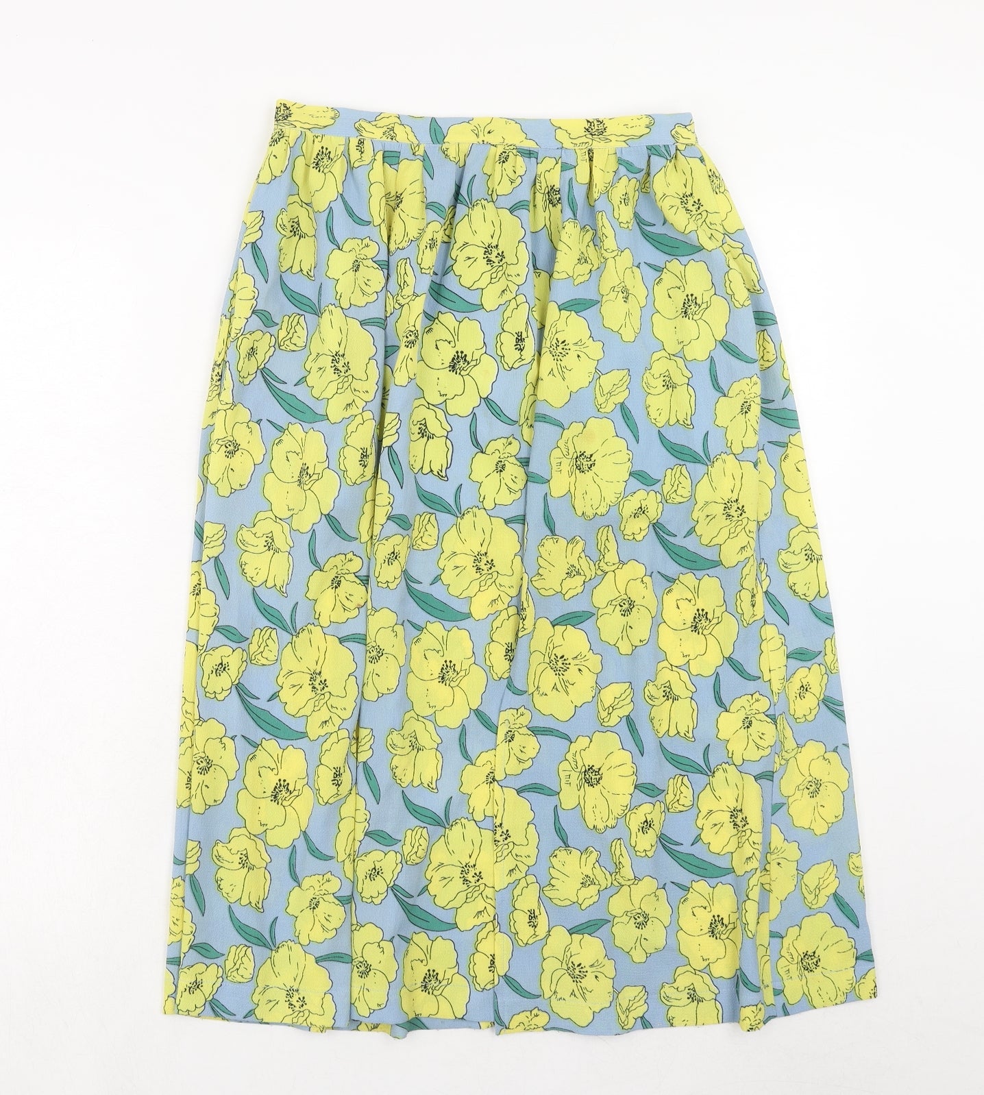 Louche Womens Yellow Floral Polyester Swing Skirt Size 10 Zip