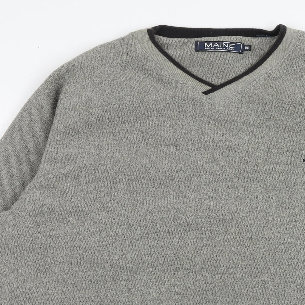 Maine Mens Grey Polyester Pullover Sweatshirt Size M