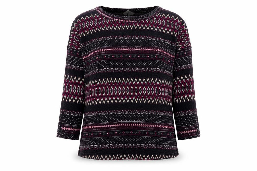 New Look Womens Purple Round Neck Geometric Polyester Pullover Jumper Size 10