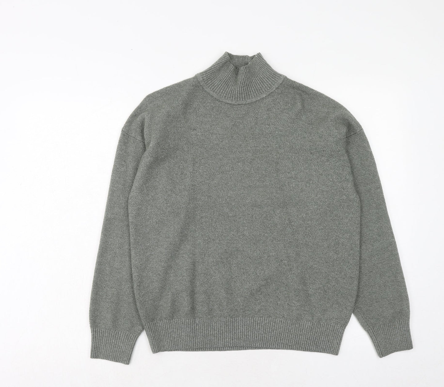 Marks and Spencer Womens Green High Neck Polyester Henley Jumper Size S
