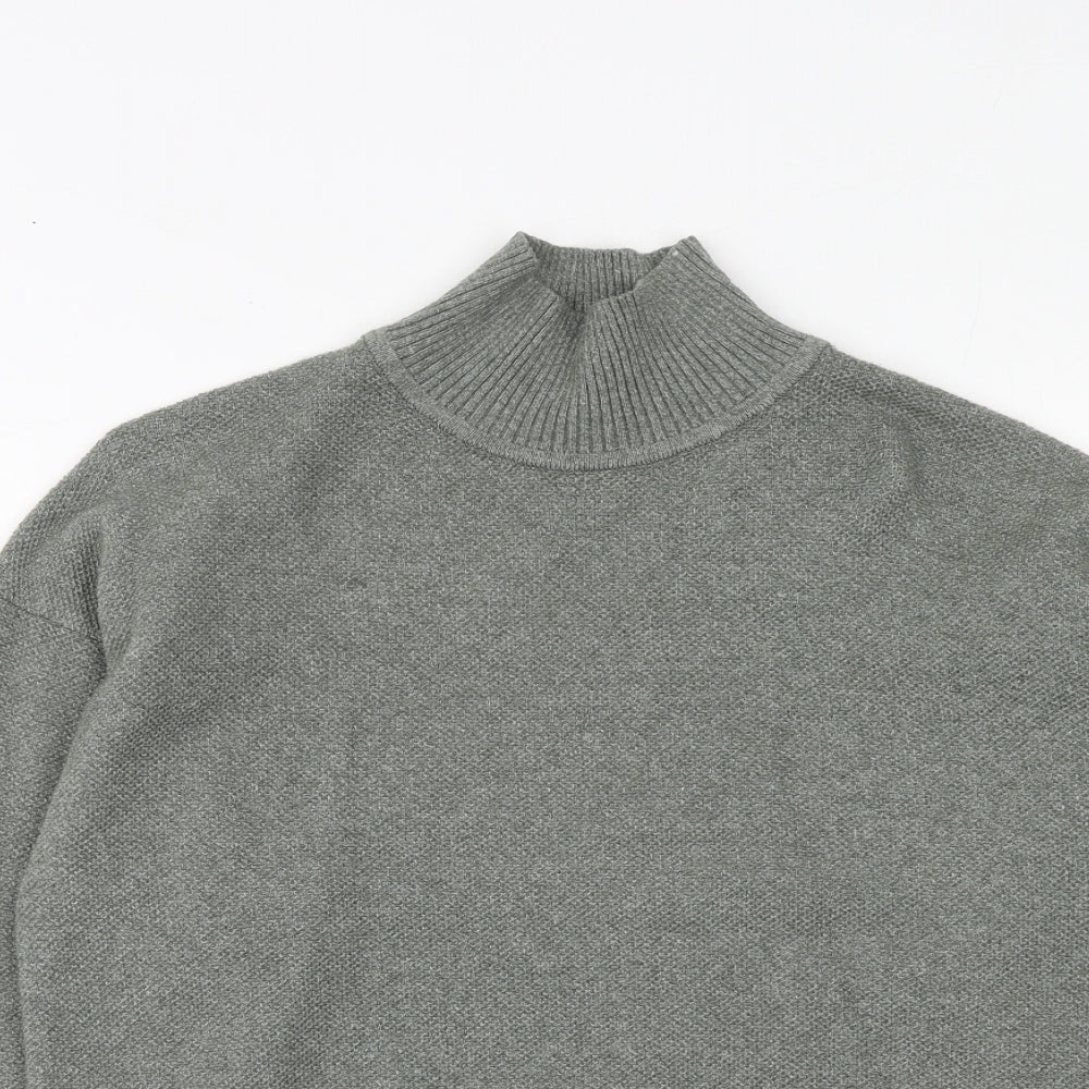 Marks and Spencer Womens Green High Neck Polyester Henley Jumper Size S