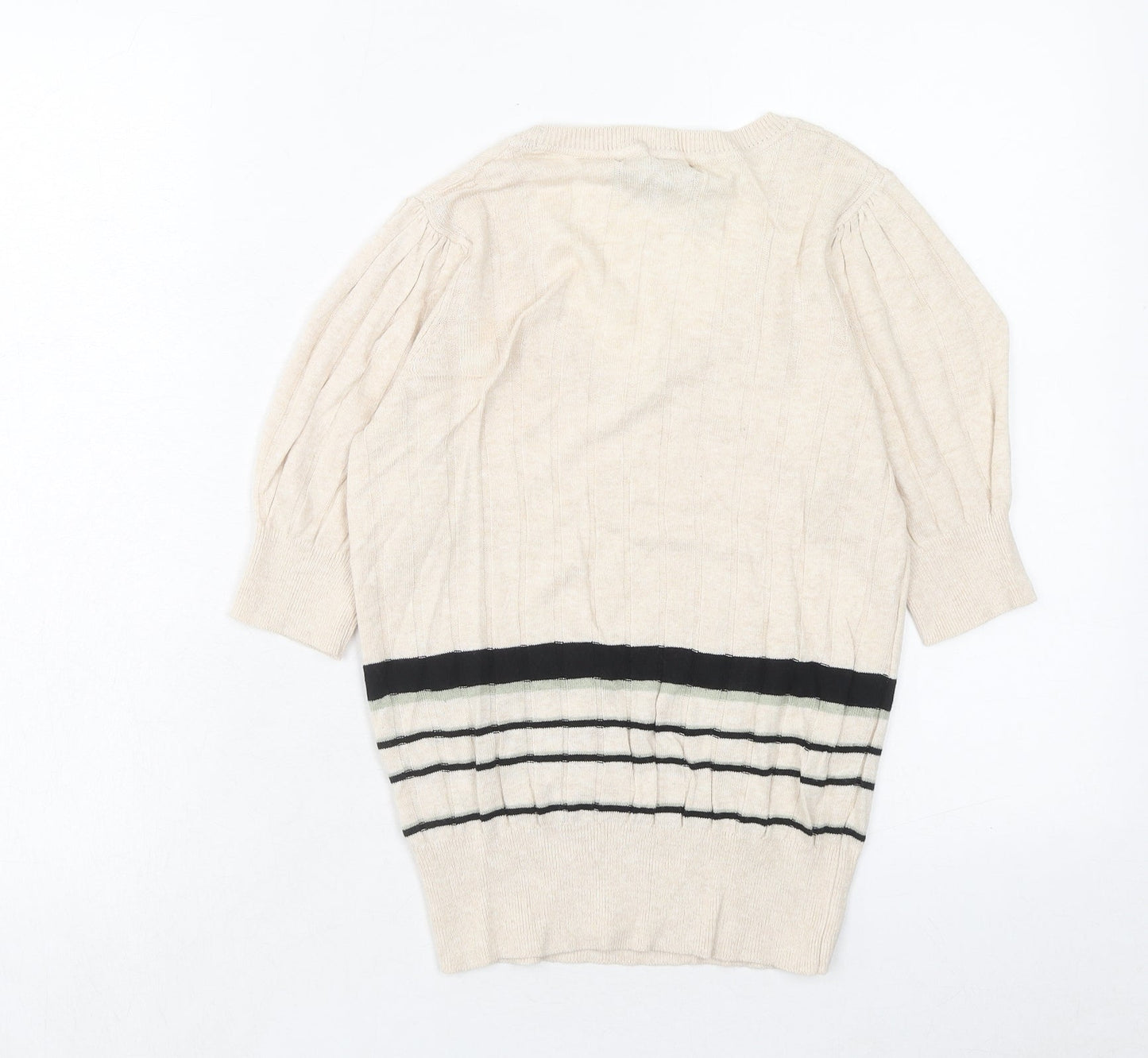 Marks and Spencer Womens Beige Scoop Neck Viscose Pullover Jumper Size 8