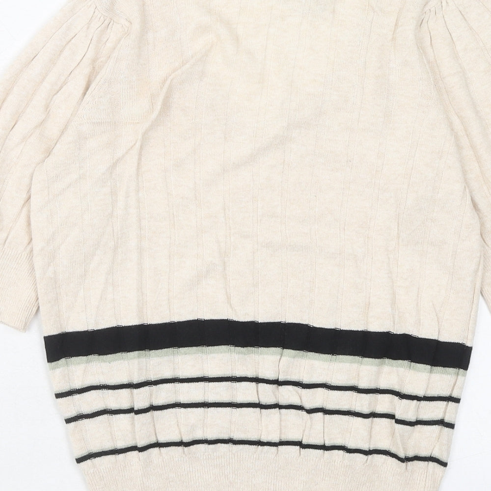 Marks and Spencer Womens Beige Scoop Neck Viscose Pullover Jumper Size 8