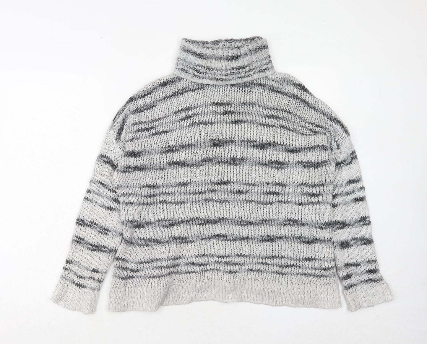 NEXT Womens Grey Roll Neck Geometric Acrylic Pullover Jumper Size L