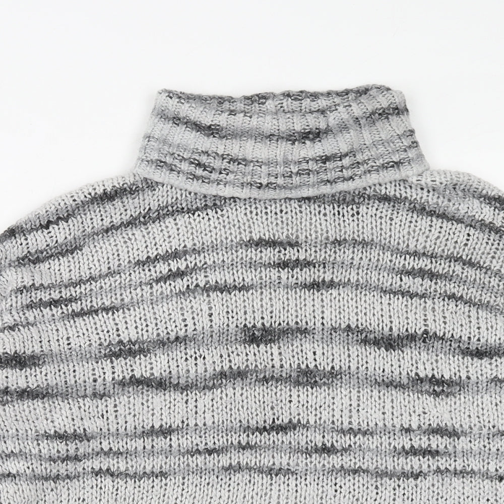 NEXT Womens Grey Roll Neck Geometric Acrylic Pullover Jumper Size L