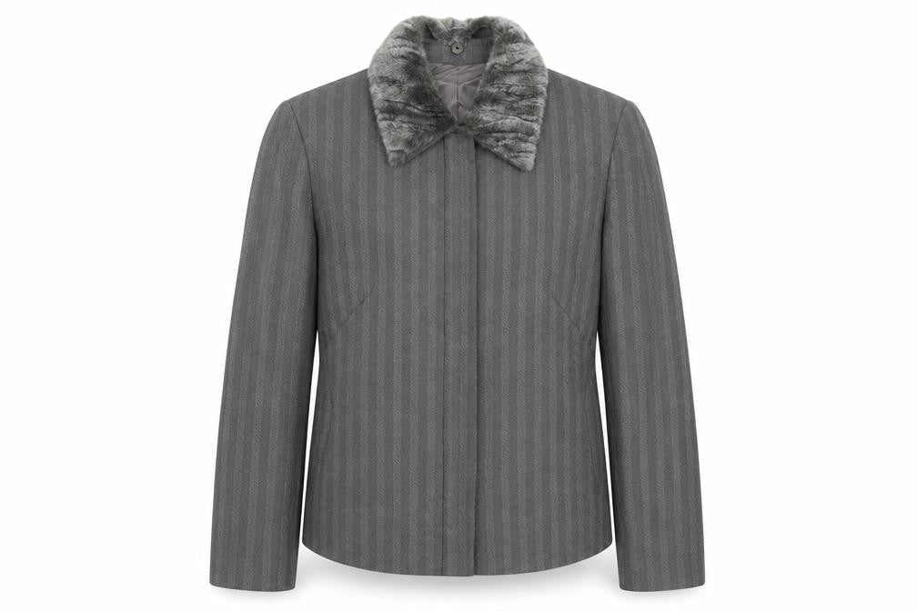 Max Pierre Womens Grey Striped Wool Jacket Suit Jacket Size 14