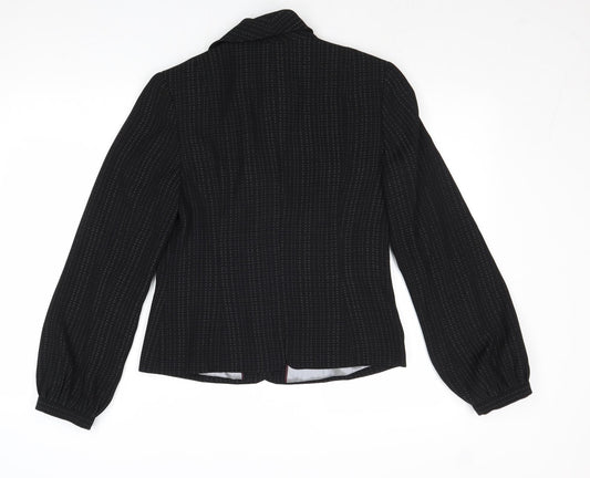 NEXT Womens Black Geometric Jacket Blazer Size 10 Button