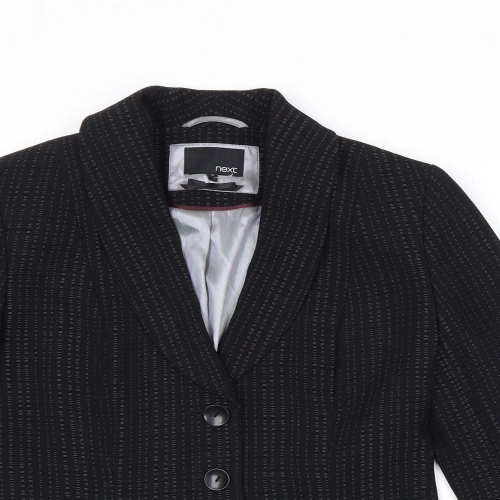 NEXT Womens Black Geometric Jacket Blazer Size 10 Button