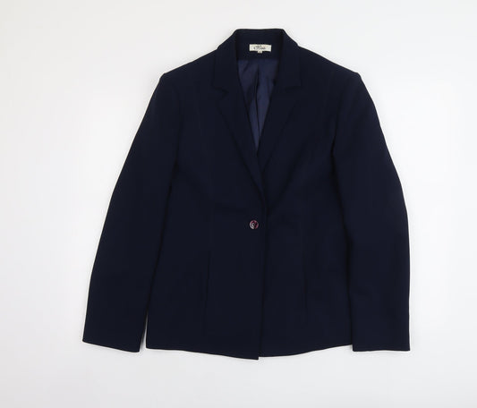 Peuvie Womens Blue Polyester Jacket Suit Jacket Size 14
