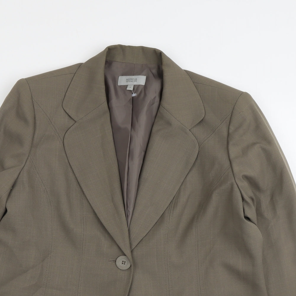 Marks and Spencer Womens Grey Polyester Jacket Blazer Size 20