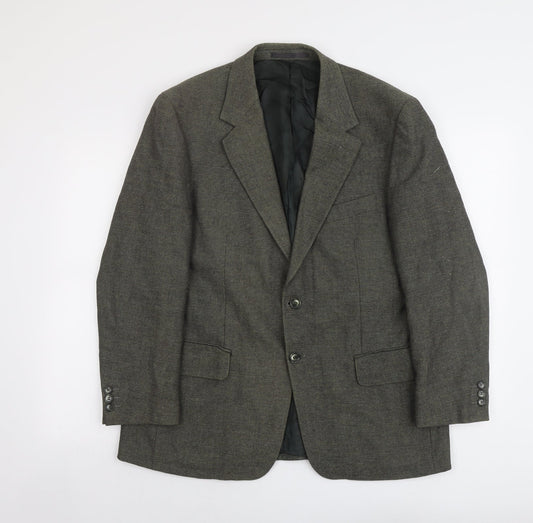 Brook Taverner Mens Green Geometric Wool Jacket Suit Jacket Size L Regular