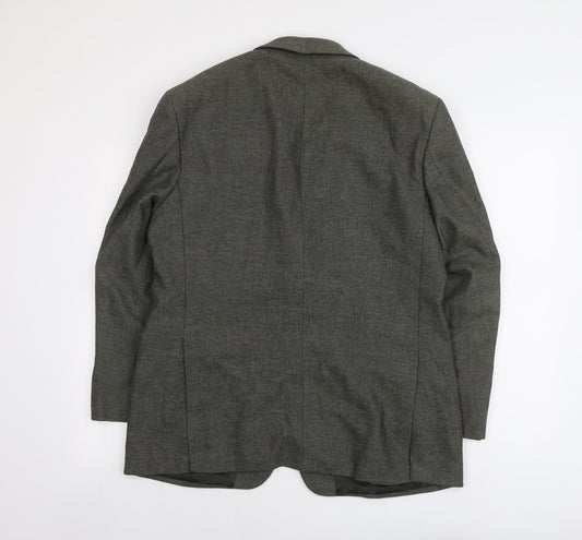 Brook Taverner Mens Green Geometric Wool Jacket Suit Jacket Size L Regular