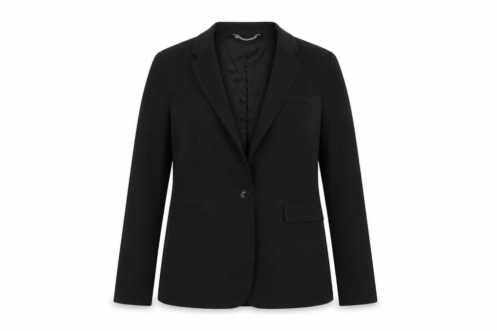 H&M Womens Black Polyester Jacket Suit Jacket Size 8
