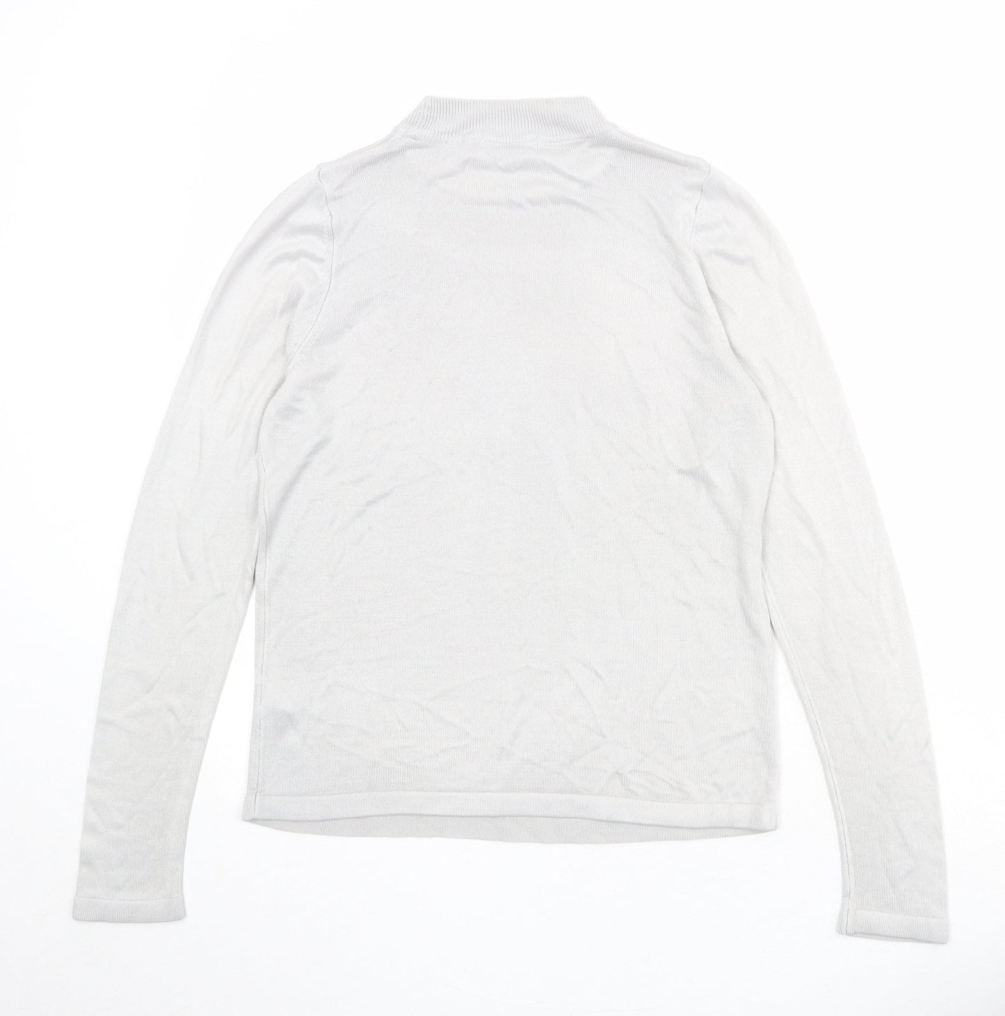 Marks and Spencer Womens Grey Mock Neck Acrylic Pullover Jumper Size 12