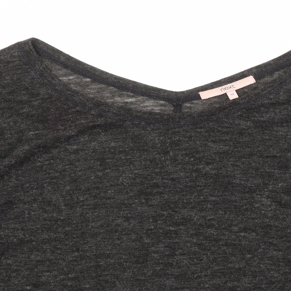 NEXT Womens Black V-Neck Acrylic Pullover Jumper Size 12