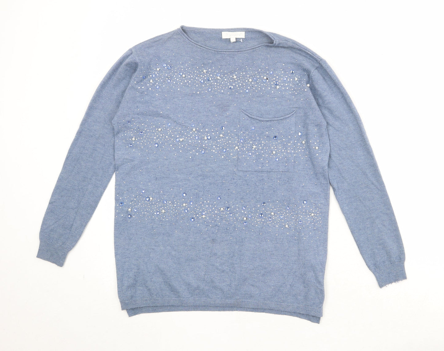 Bluotre Womens Blue Round Neck Viscose Pullover Jumper Size 10