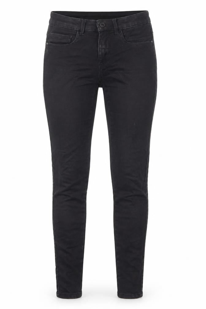 Front view of Only women’s black cotton skinny jeans, size UK 32, in regular zip