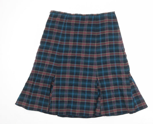 EAST Womens Multicoloured Plaid Polyester Swing Skirt Size 34 in Zip
