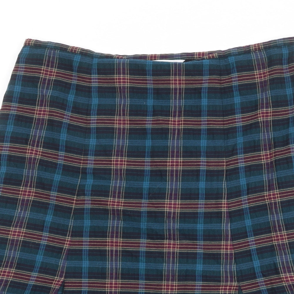 East Womens Multicoloured Plaid Polyester Swing Skirt Size 34 in Zip