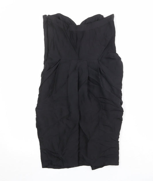 Warehouse Womens Black Silk Maxi Size 10 Sweetheart Zip