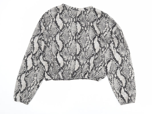 Zara Womens Beige Animal Print Polyester Pullover Sweatshirt Size M Pullover - Snakeskin Pattern