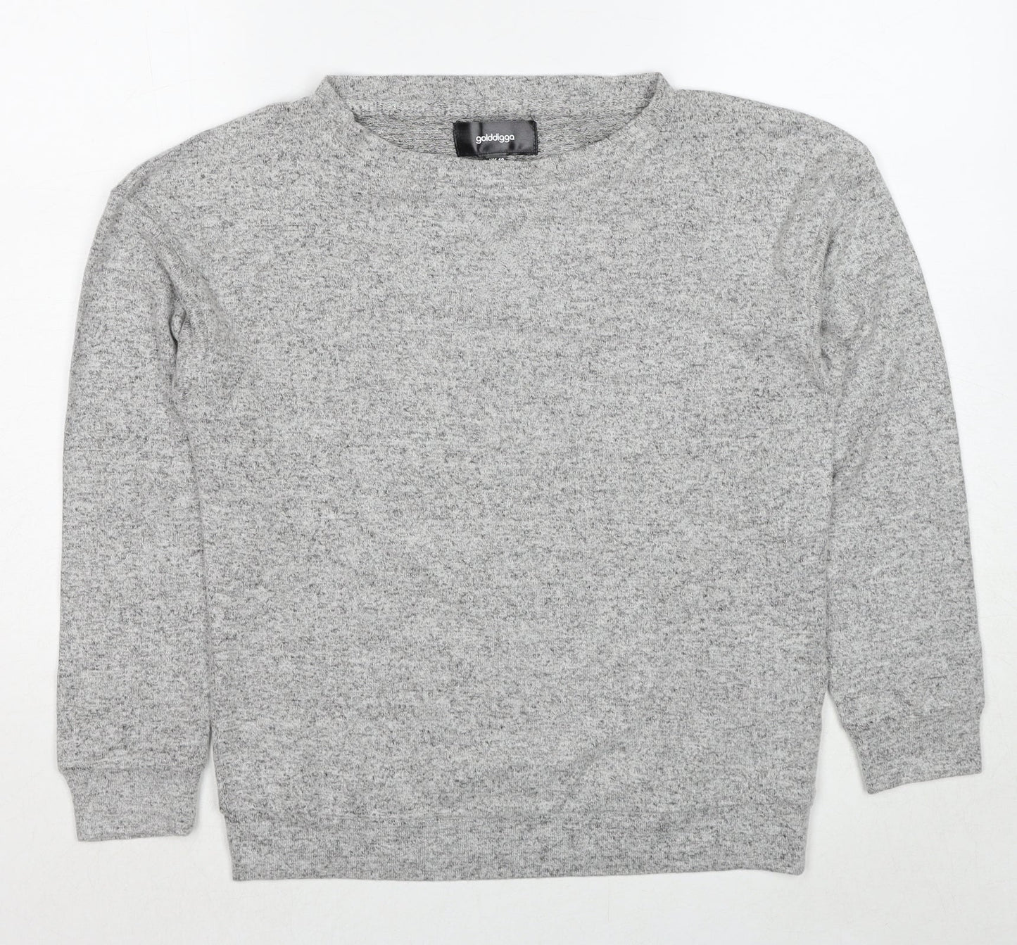 Golddigga Womens Grey Round Neck Viscose Pullover Jumper Size 10