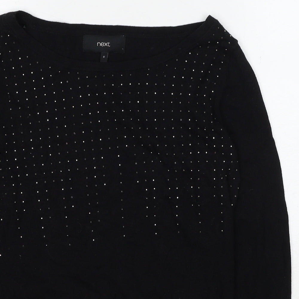 NEXT Womens Black Boat Neck Cotton Pullover Jumper Size 8