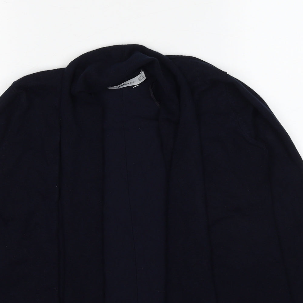 Zara Womens Blue V-Neck Viscose Cardigan Jumper Size S