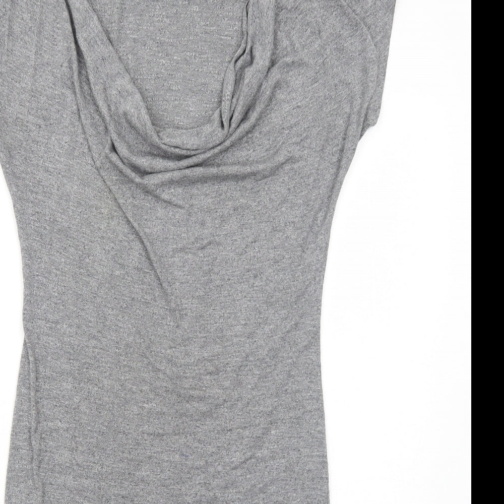 RESERVED Womens Grey Cotton T-Shirt Dress Size S Cowl Neck Pullover