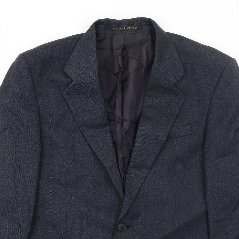 Marks and Spencer Mens Blue Wool Jacket Suit Jacket Size 38 Regular