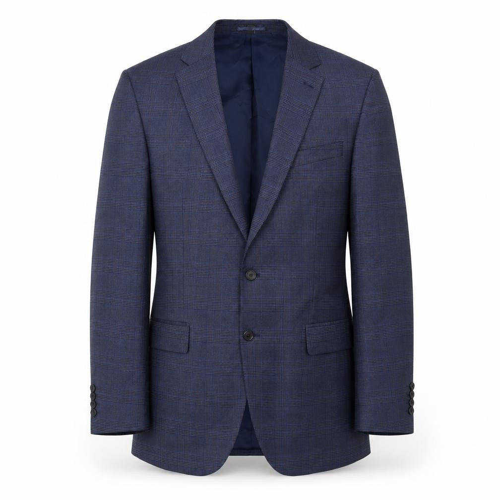 Marks and Spencer Mens Blue Geometric Polyester Jacket Suit Jacket Size 44 Regular