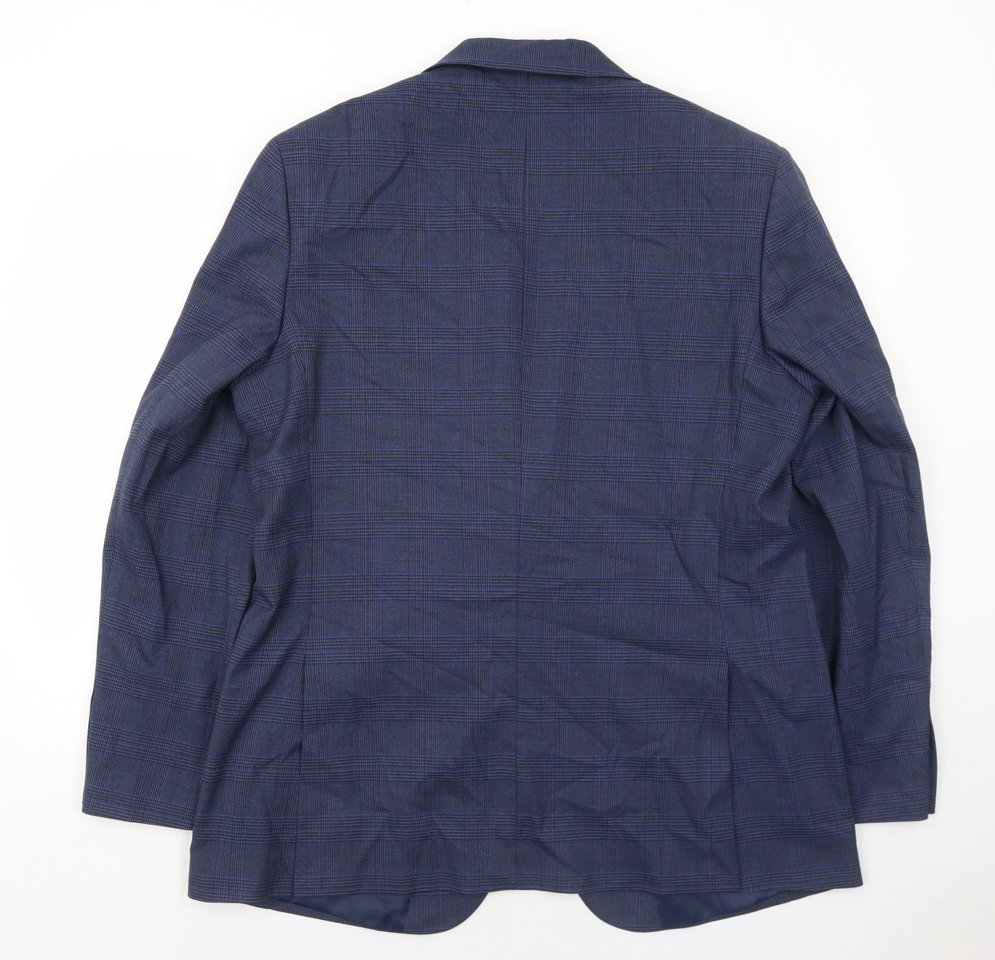 Marks and Spencer Mens Blue Geometric Polyester Jacket Suit Jacket Size 44 Regular
