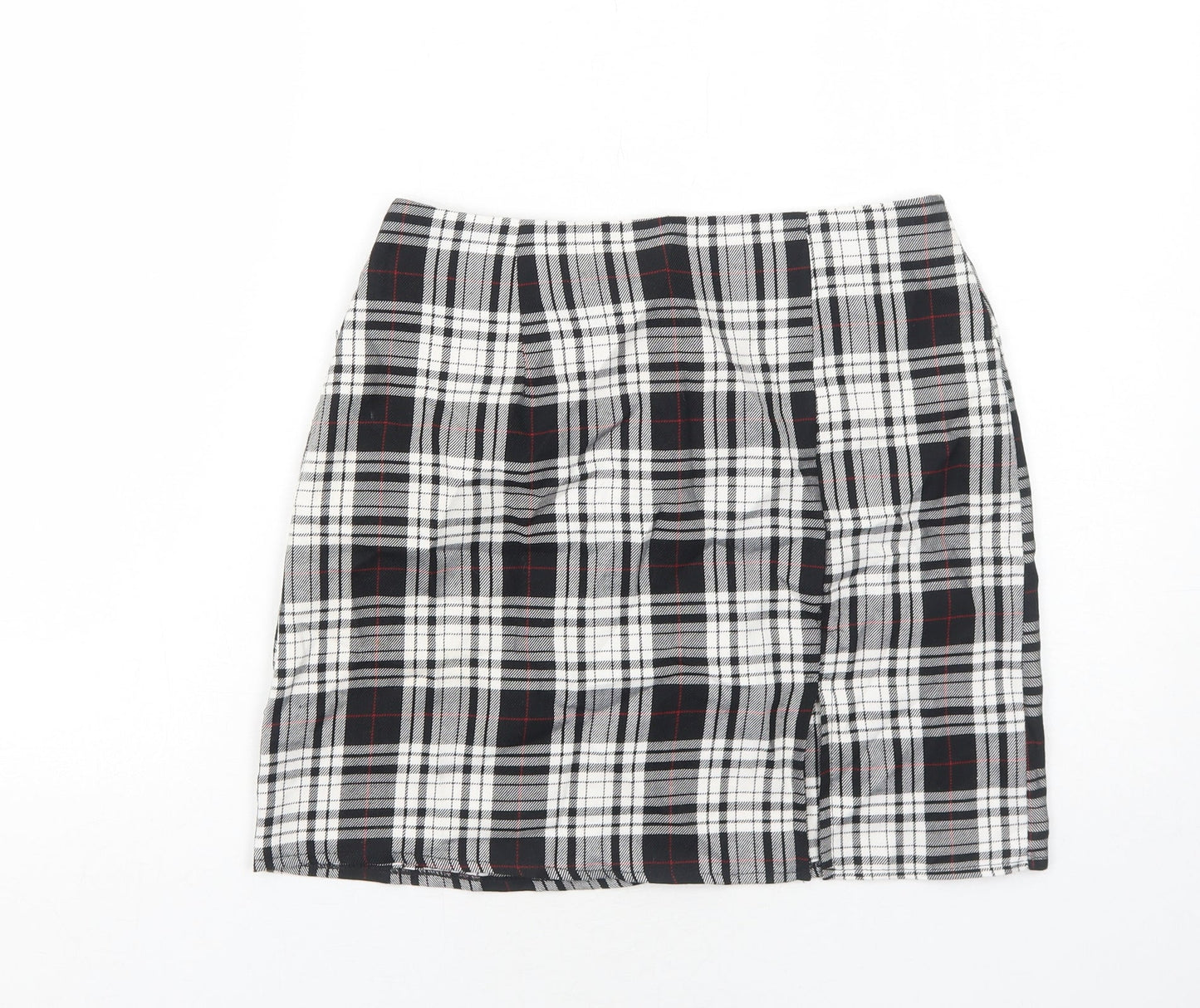 Nasty Gal Womens Black Plaid Polyester A-Line Skirt Size 8 Zip