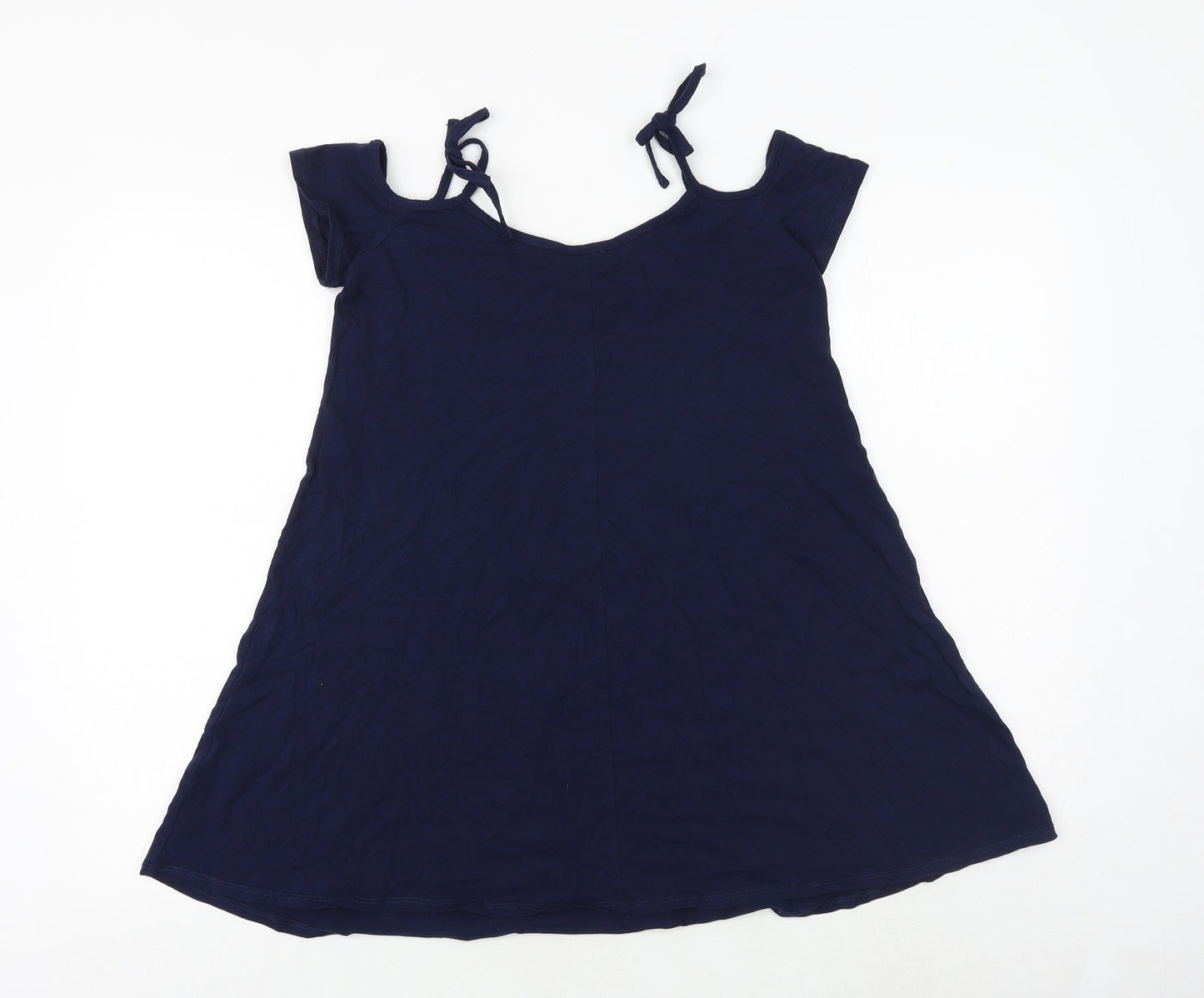Dorothy Perkins Womens Blue Polyester Basic Blouse Size 6 Round Neck - Cold Shoulder