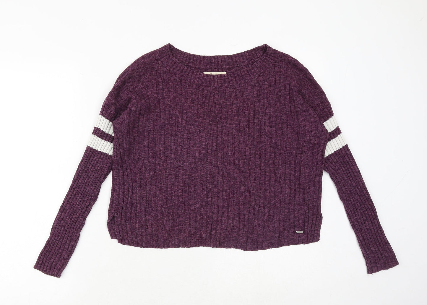 Hollister Womens Purple Round Neck Cotton Pullover Jumper Size XS