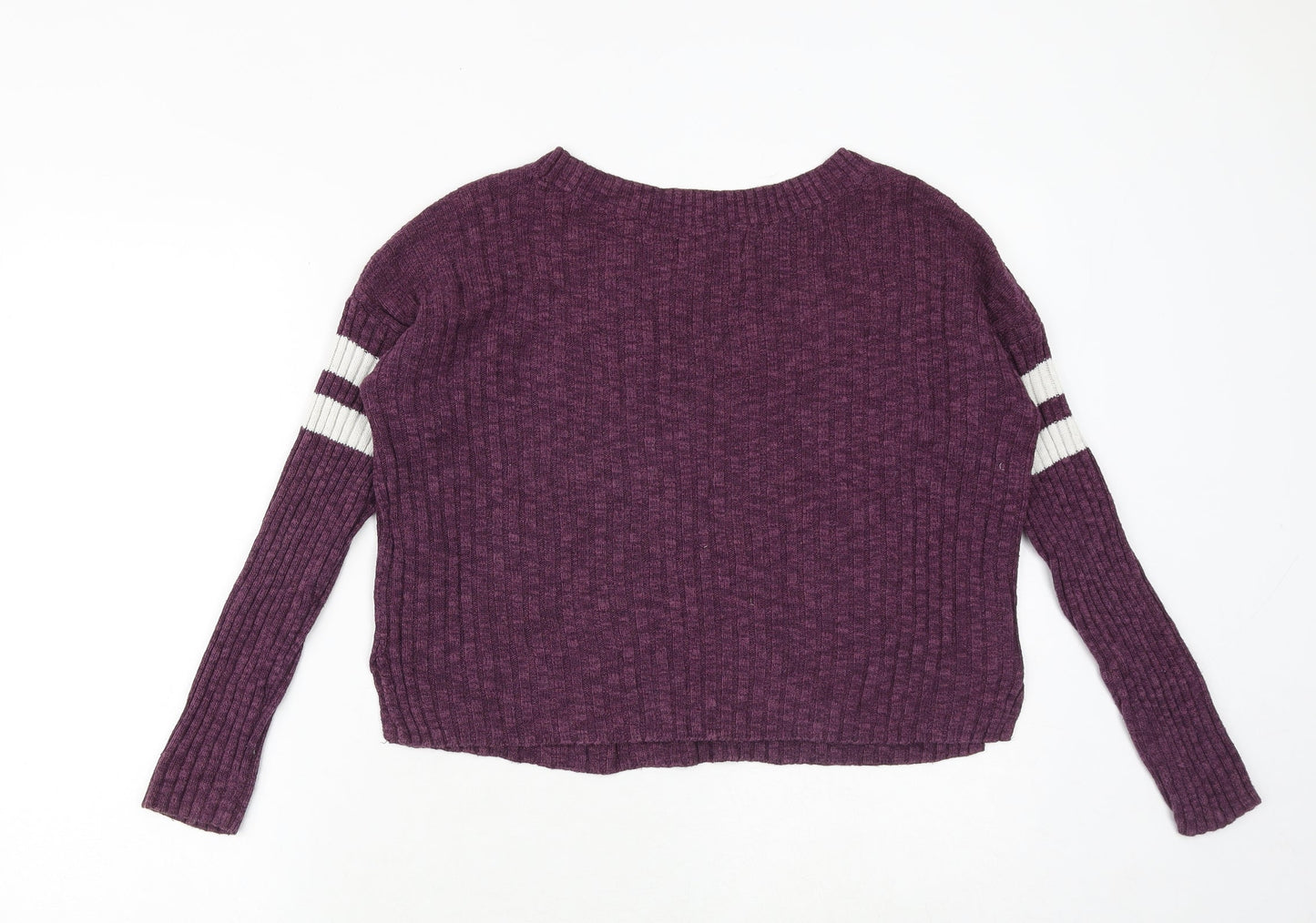 Hollister Womens Purple Round Neck Cotton Pullover Jumper Size XS