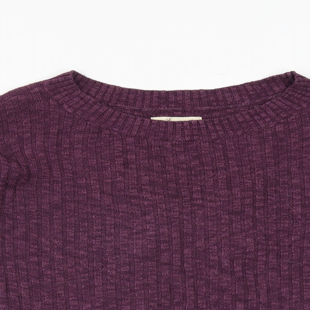 Hollister Womens Purple Round Neck Cotton Pullover Jumper Size XS