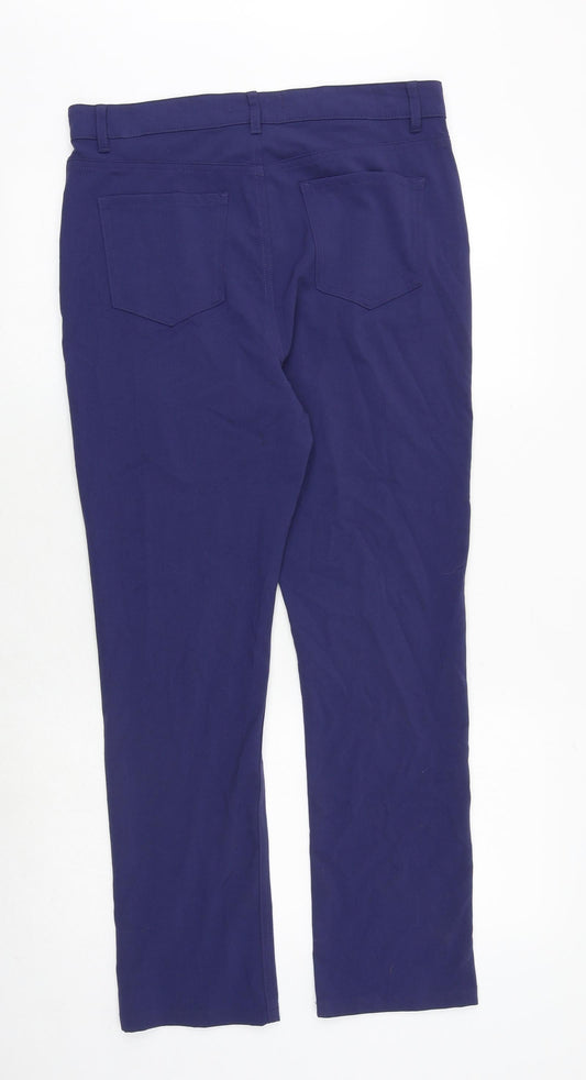 Marks and Spencer Womens Black Polyester Trousers Size 14 Regular Zip