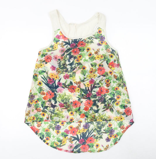 Brave Soul Womens Multicoloured Floral Cotton Basic Tank Size S Scoop Neck
