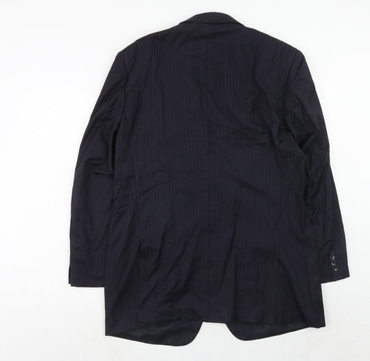 French Eye Mens Blue Striped Wool Jacket Suit Jacket Size 42 Regular
