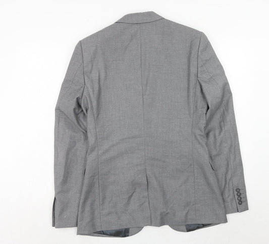 Topman Mens Grey Polyester Jacket Suit Jacket Size 38 Regular
