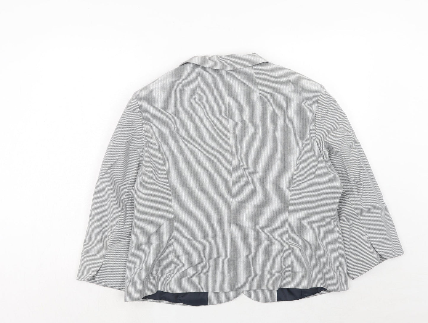 BHS Womens Grey Striped Cotton Jacket Blazer Size 20