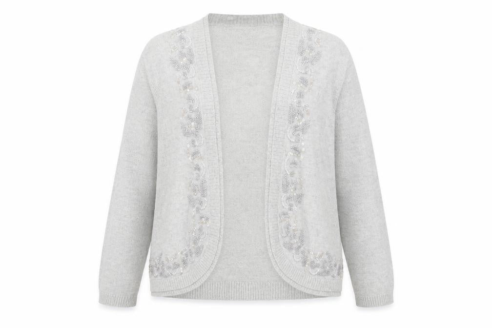 Marks and Spencer Womens Grey V-Neck Viscose Cardigan Jumper Size 16