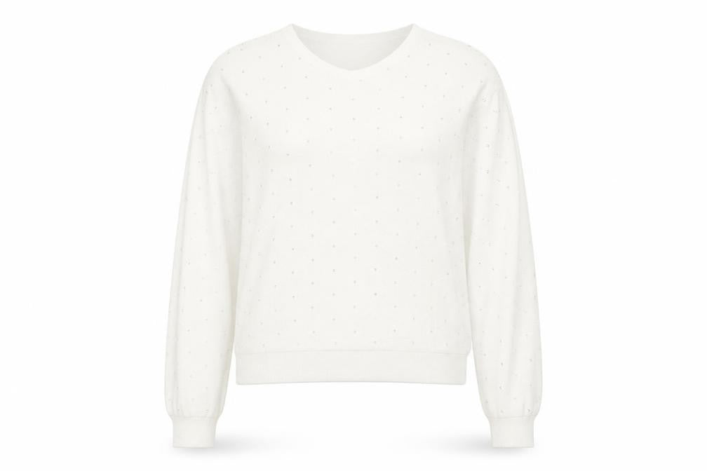 Marks and Spencer Womens White Round Neck Viscose Pullover Jumper Size M