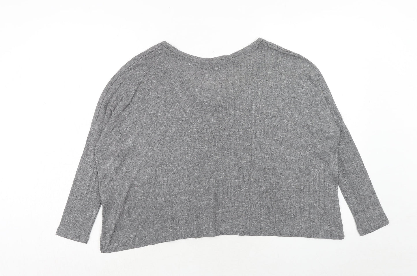 Sparkle & Fade Womens Grey Polyester Basic T-Shirt Size XS V-Neck