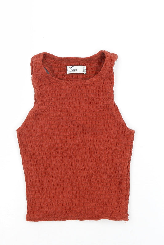Hollister Womens Brown Cotton Basic Tank Size XS Round Neck