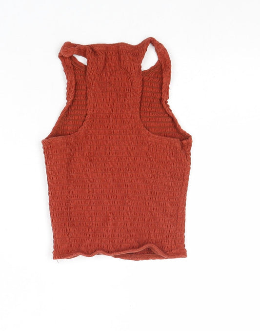 Hollister Womens Brown Cotton Basic Tank Size XS Round Neck
