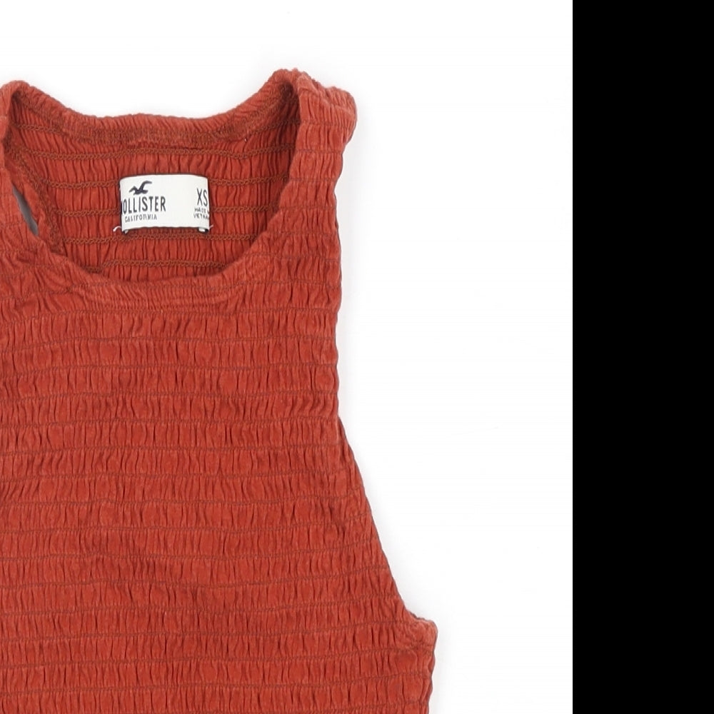 Hollister Womens Brown Cotton Basic Tank Size XS Round Neck