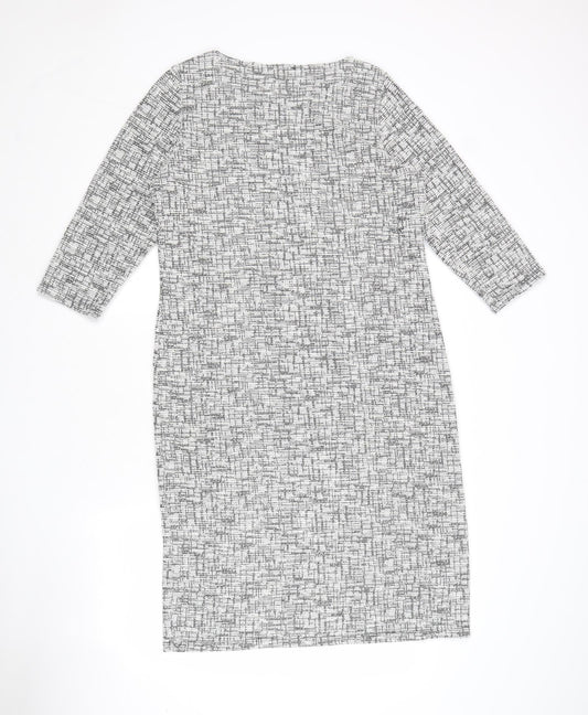 ANTEA Womens Grey Geometric Polyester Sheath Size M Boat Neck Pullover