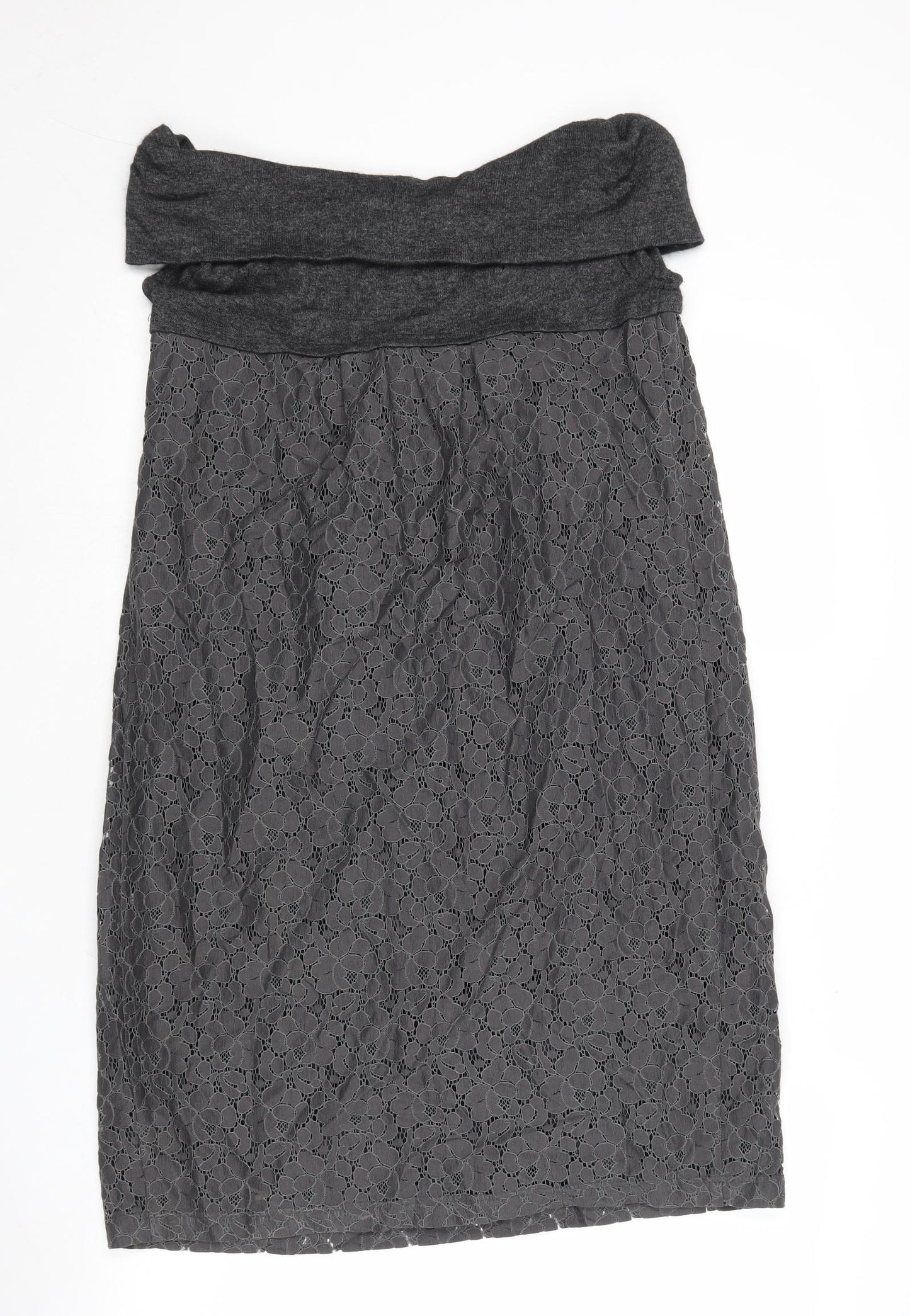 Tara Jarmon Womens Grey Polyester A-Line Size 10 Cowl Neck Pullover